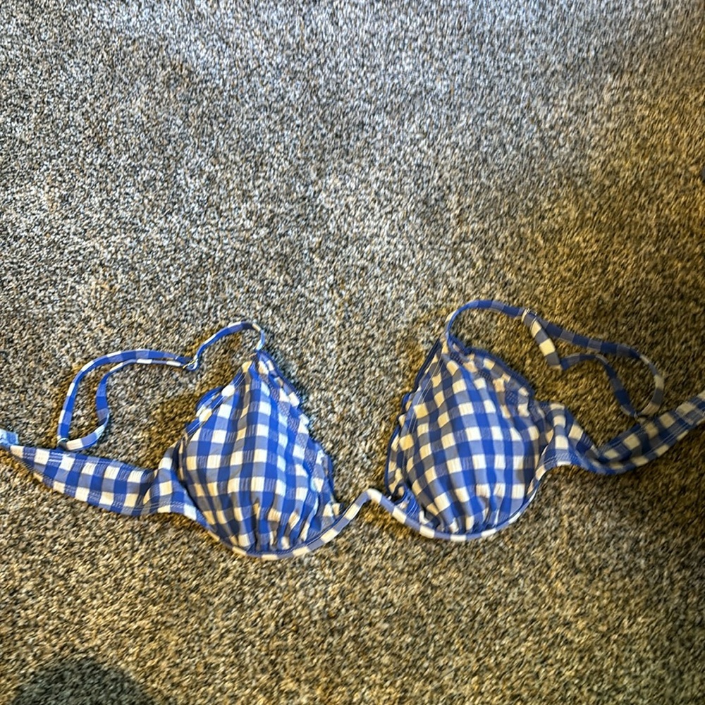 Blue checkered print swim